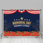 Lofaris Pink Floral Remember Honor Memorial Day Backdrop Banner